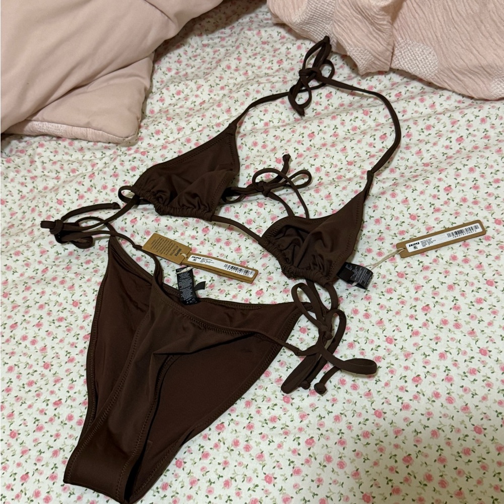 SKIMS Cocoa Bikini Set Triangle bikini & bottom set NWT